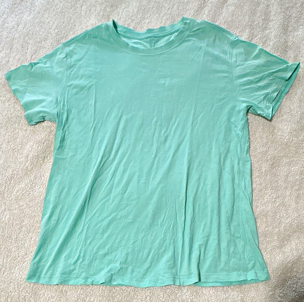 Lululemon M Crew Neck Short Sleeve Stretch Cotton Jersey T-Shirt small hole